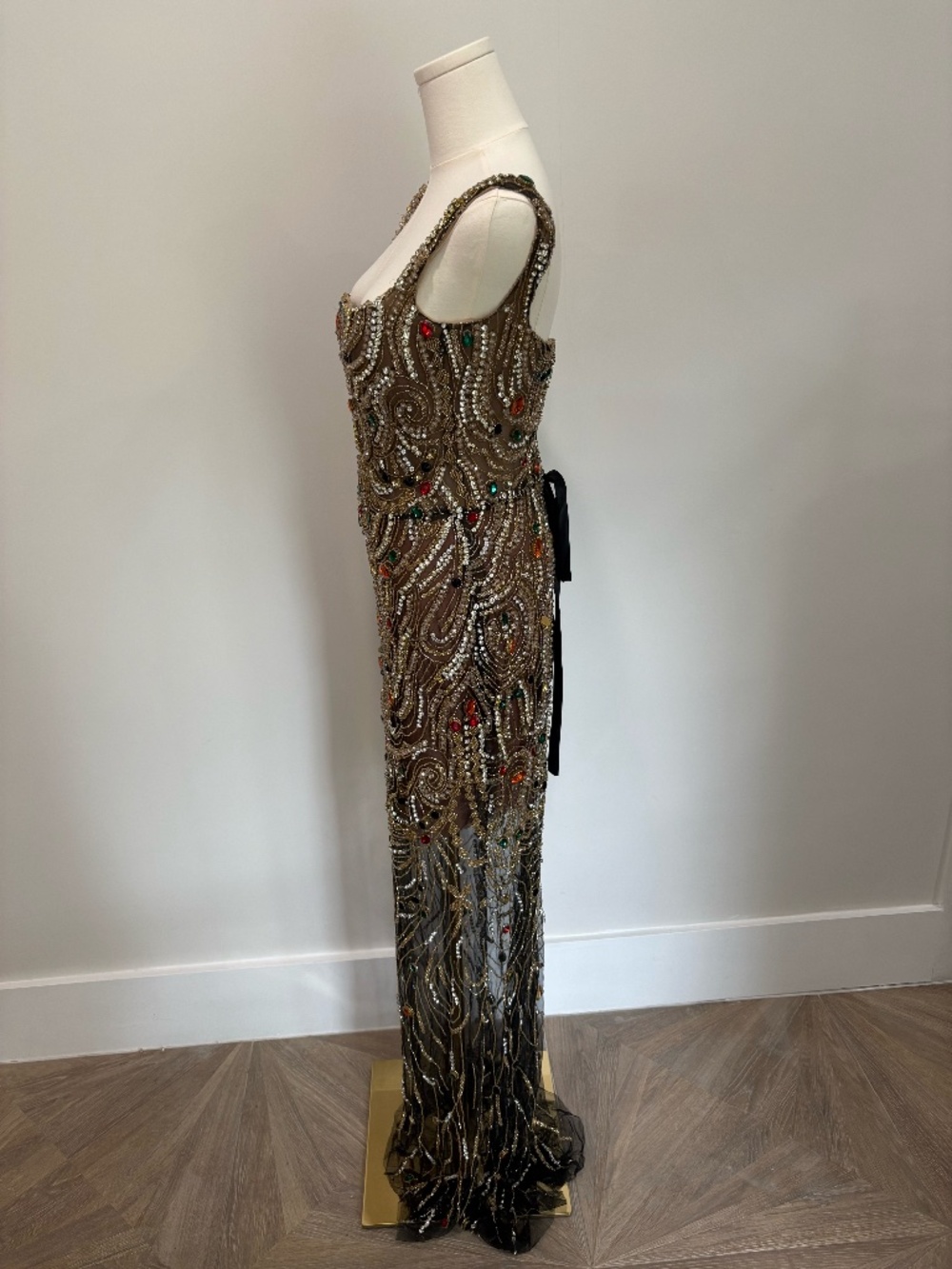 Crystal-Embellished Column Gown